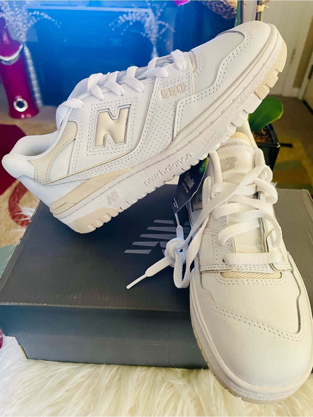 New Balance 550 Sneakers in White and Cream